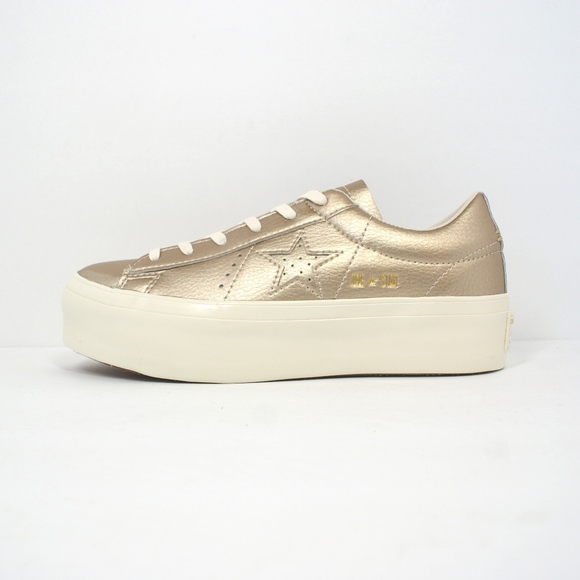 NEW! Converse One Star PLATFORM Sneakers Gold - Picture 2 of 6